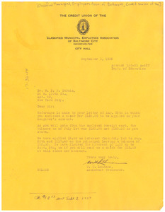 Letter from Credit Union of Baltimore to W. E. B. Du Bois