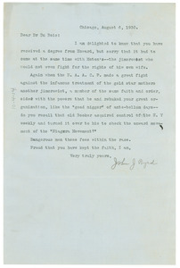 Letter from John J. Byrd to W. E. B. Du Bois