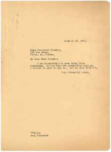 Letter from W. E. B. Du Bois to Elizabeth Prophet