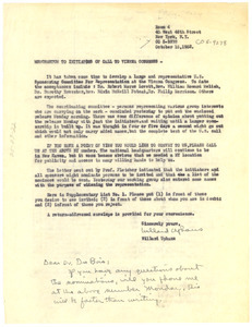 Memorandum from Congress of the Peoples for Peace to W. E. B. Du Bois
