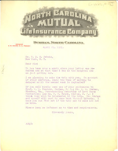 Letter from A. M. Moore to W. E. B. Du Bois