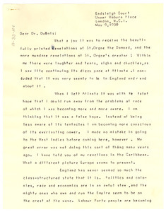 Letter from Ira de Augustine Reid to W. E. B. Du Bois