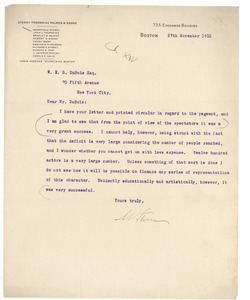 Letter from Moorfield Storey to W. E. B. Du Bois