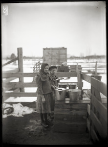 Billings sisters with milk pails (Greenwich, Mass.)