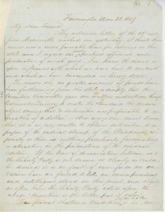 Letter from J. C. Hathaway to Erasmus Darwin Hudson