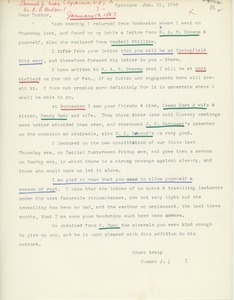 Transcript of letter from Samuel J. May to Erasmus Darwin Hudson