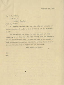 Letter to Thomas D. Patton from Springfield College (Feb. 18, 1908)