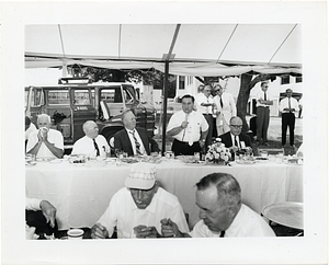 Mayor John F. Collins at an outdoor luncheon event