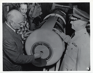 Mark Bortman inspecting an iron lung