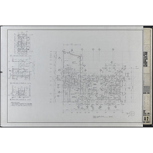 United South End Settlements Central Facility, Boston, Massachusetts, first floor plan, levels 1 & 2, miscellaneous detail plans