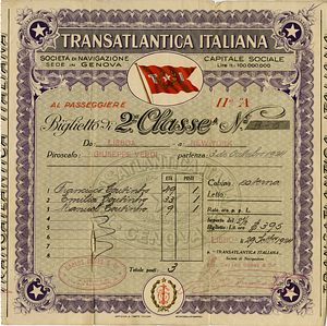 Transatlantic ship ticket