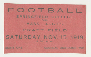 Game ticket Springfield College vs. University of Massachusetts (November 15, 1919)