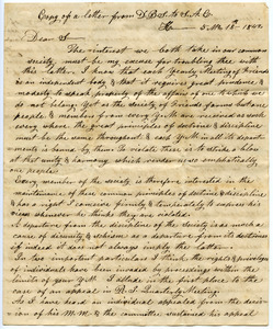 Copy letter from D. B. Smith to S. A. Chase