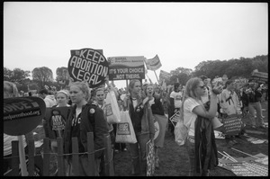 Crowd of marchers holding up pro-choice signs 'Keep abortion legal' and 'It's your choice... not theirs': 2004 March for Women's Lives