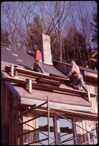 Bob Bady and Steve B. doing roofing work on the Morse-Bady house