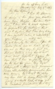 Letter from Joseph Lyman to Benjamin Smith Lyman