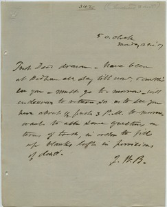 Letter from J. W. B. to unidentified correspondent