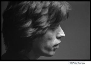 Mick Jagger: portrait in profile, taken during Peter Tosh's appearance on Saturday Night Live
