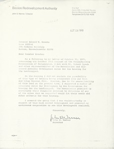 Letter from John D. Warner to Edward W. Brooke