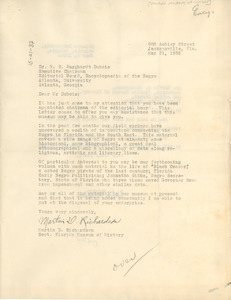 Letter from Florida Museum of History to W. E. B. Du Bois