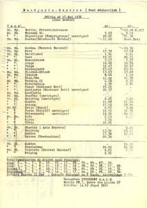 Mandjuria-Express timetable