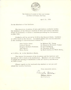 Letter from the American Academy of Arts and Literature to W. E. B. Du Bois
