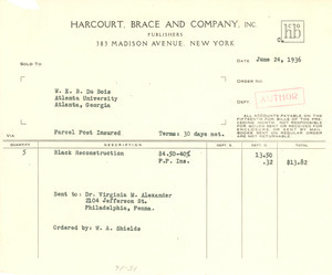 Invoice from Harcourt Brace & Company