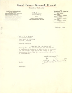 Letter from Social Science Research Council to W. E. B. Du Bois