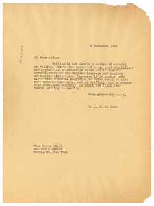 Letter from W. E. B. Du Bois to Nancy Clark