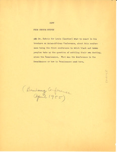 Letter from George B. Murphy, Jr. to W. E. B. Du Bois