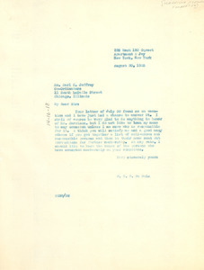 Letter from W. E. B. Du Bois to Harrison Memorial Foundation