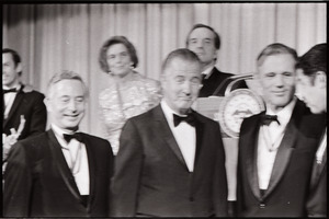 Spiro Agnew speech at the Middlesex Club: Philip Lowe, Agnew, and Francis Sargent (l. to r.)