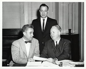 Mayor John F. Collins with two unidentified men