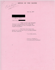 Jean Christensen letter to Mayor John Collins with attached pamphlet