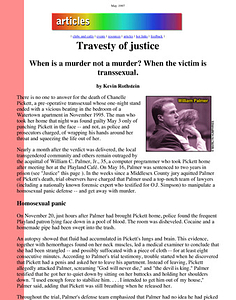 Travesty of Justice: When is a Murder Not a Murder? When the Victim is Transsexual.