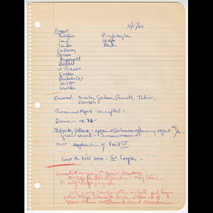 Minutes from meeting held October 5, 1960