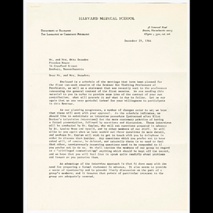 Letter from Ledonia S. Wright to Mr. and Mrs. Snowden about planning for their presentation, question and answer, and discussion session for a seminar of visiting professors of psychiatry