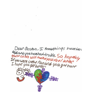 Letter to Boston from a student at at Leander ISD, Mason Elementary School (Cedar Park, Texas)