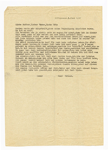 Letter from Helmut Hirsch to his family, June 3, 1937