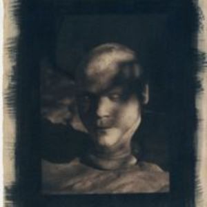 Cyanotype print of head cast of William Burke