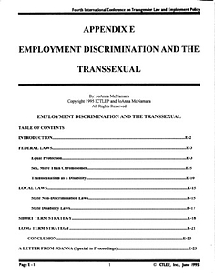 Appendix E: Employment Discrimination and the Transsexual