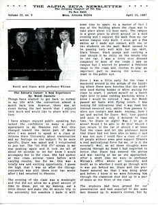 The Alpha Zeta Newsletter Vol. 3 No. 5 (April 15, 1987)