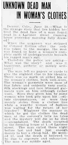Unknown Dead Man in Woman's Clothes