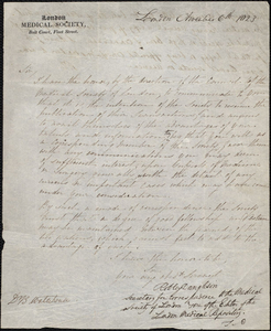 Letter from Robley Dunglison to Benjamin Waterhouse
