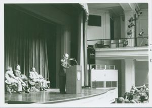 B.F. Skinner speaks at a Suffolk University event