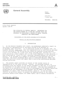 Assessment of the peace process in El Salvador: Report of the Secretary-General