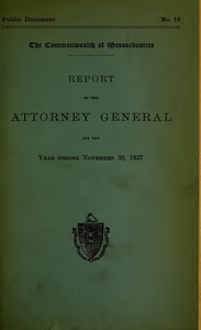 Report of the attorney general for the year ending November 30, 1927