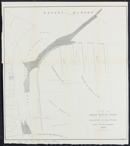 Plan of South Boston flats: showing location of sea walls and area of excavations