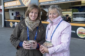 Siobhan Monaghan and her mother from Dun Laoghaire, Co Dublin who were both Eucharistic Ministers, giving communion to pilgrims from all over the world at the 2012 50th Eucharistic Congress, Final Day Ceremony, 17th June, at Croke Park GAA Stadium, Dublin