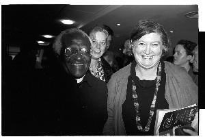 Archbishop Desmond Tutu, South Africa. Shots taken on the occasion of a lecture he gave in Belfast (CAJ meeting). Audience comprised of people active or interested in the peace process including Bernadette Devlin (McAliskey), Michelle Gildernew (SF) and Dr. Maurice Hayes, Chairman, Ireland Fund